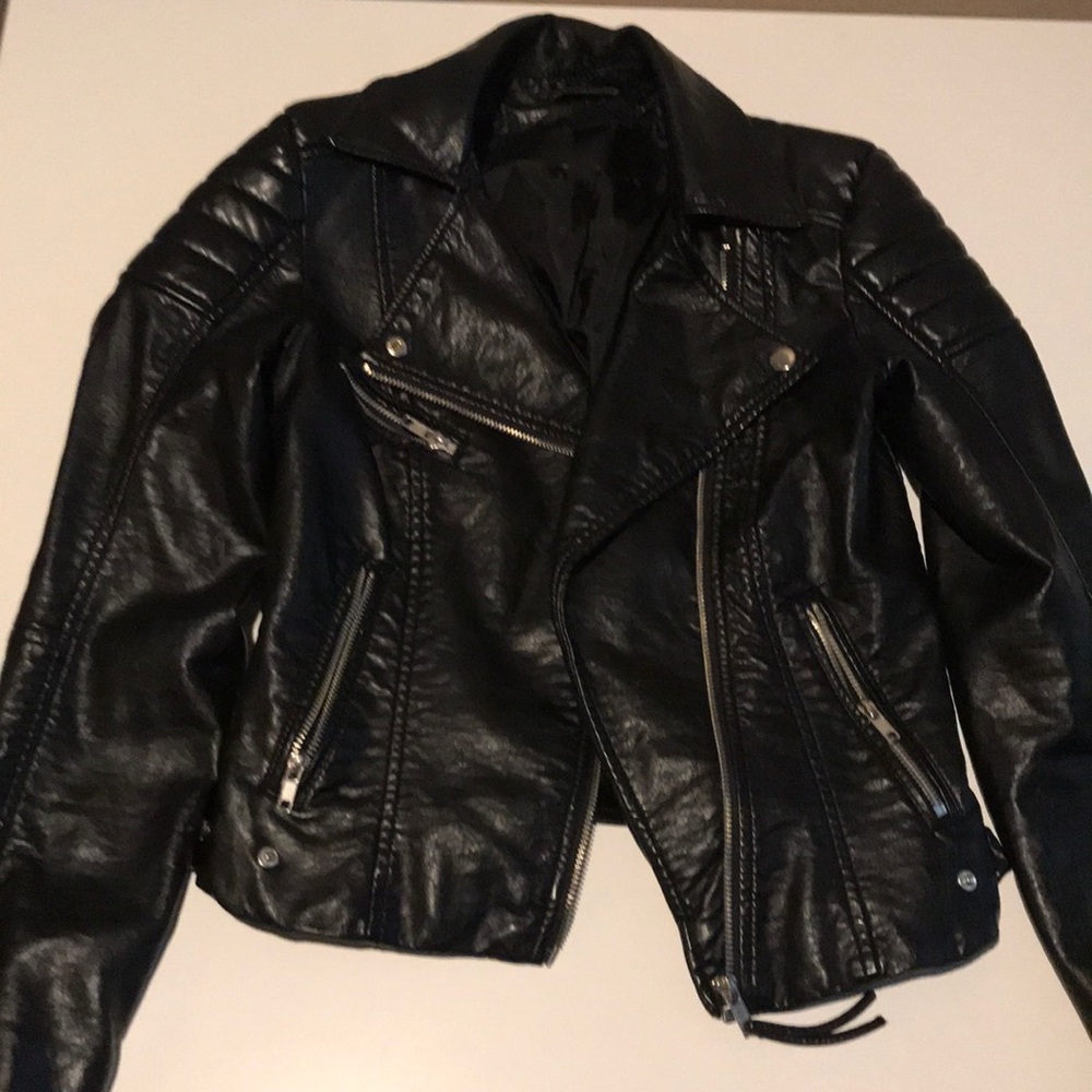 H&M Black Moto Biker Jacket Size 2